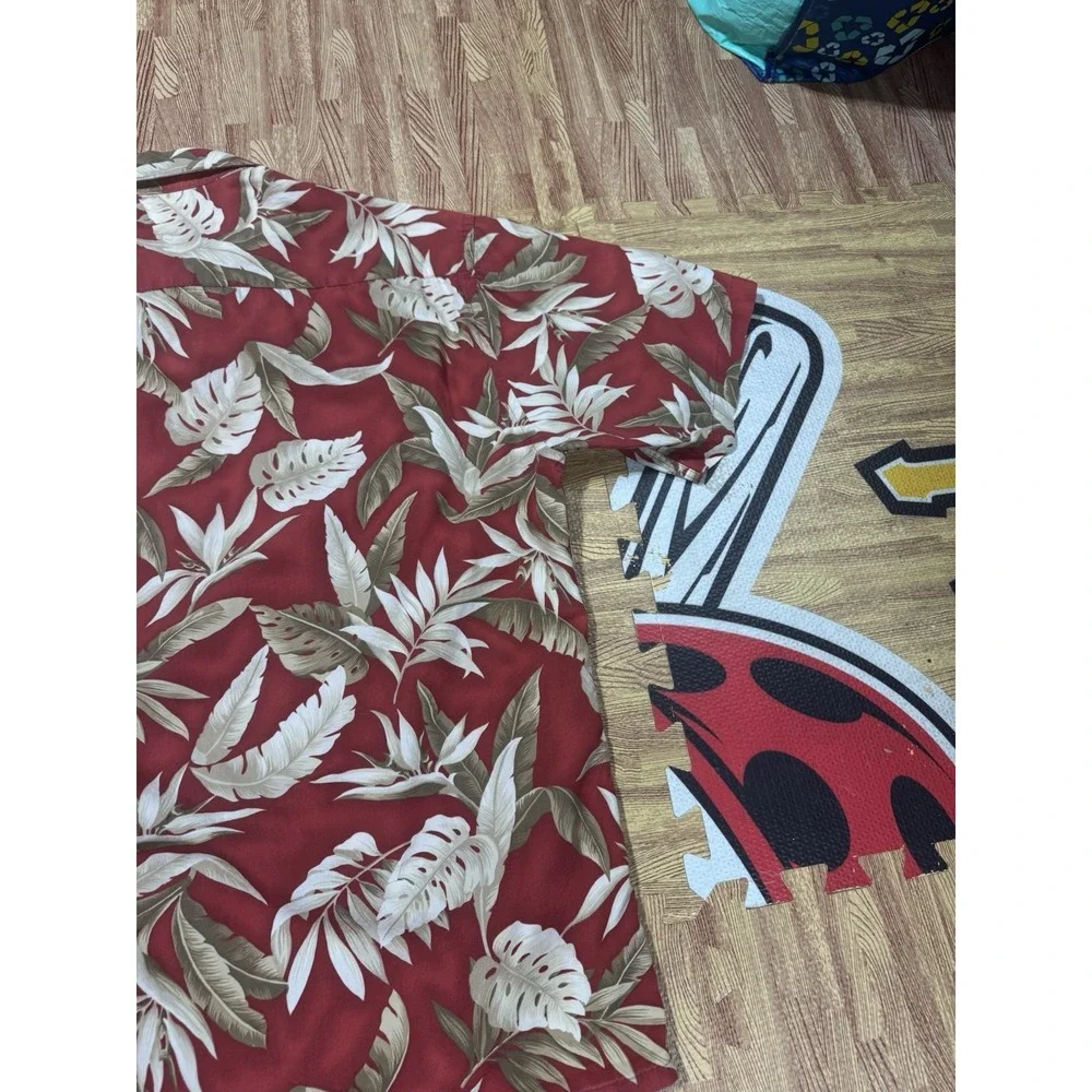 Pierre Cardin Tropical Palm Hawaiian Floral Print‎ Cotton Lawn Shirt Size L
